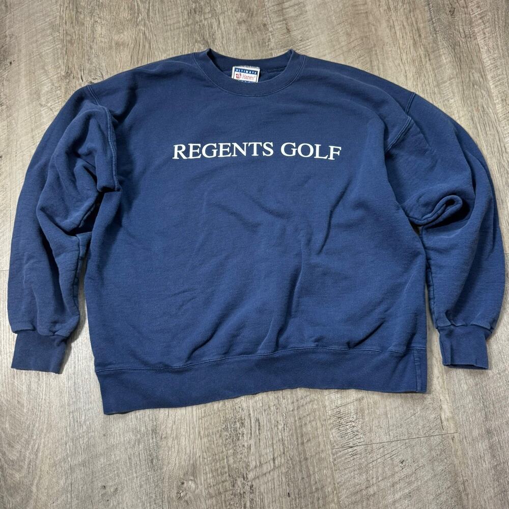 Vintage 90s Hanes Ultimate Cotton Mens Sweatshirt Regents Golf Graphic Large